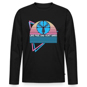 Lustige Jagd Retro - Männer Premium Bio Langarmshirt - Schwarz - Vorne - Nico (187cm)