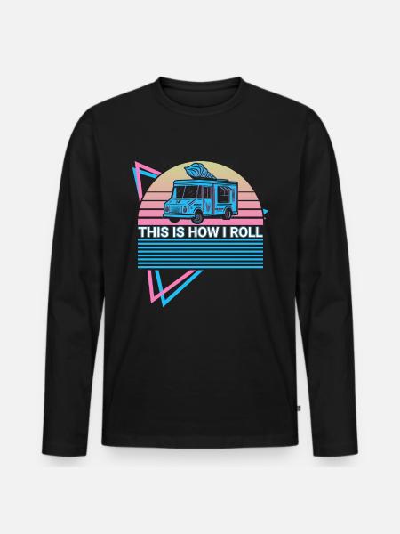 Eiscreme Retro - Männer Premium Bio Langarmshirt - Schwarz