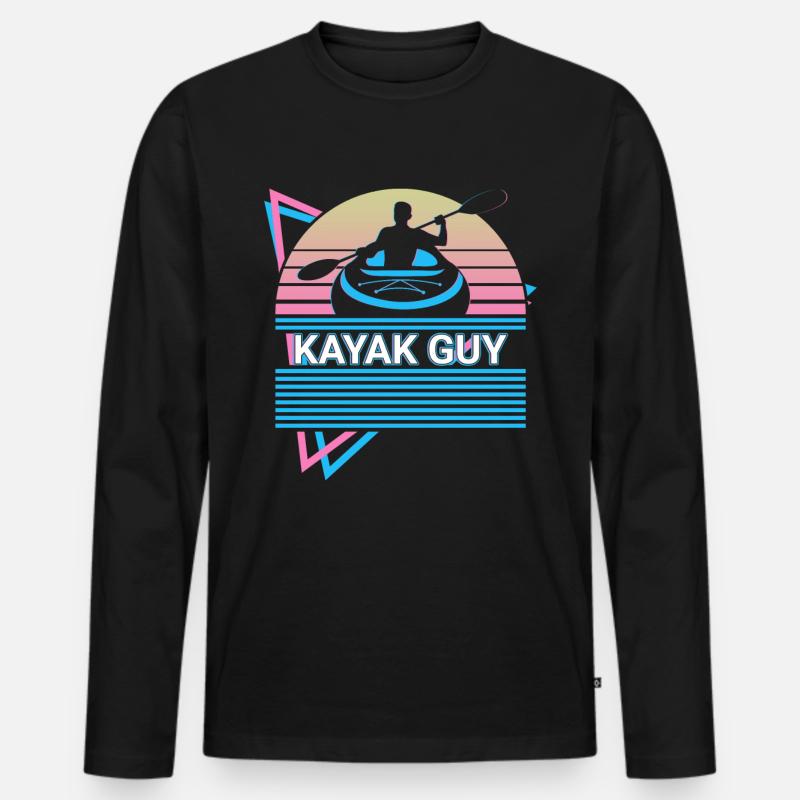 Kajak Kajakfahren Retro - Männer Premium Bio Langarmshirt - Schwarz