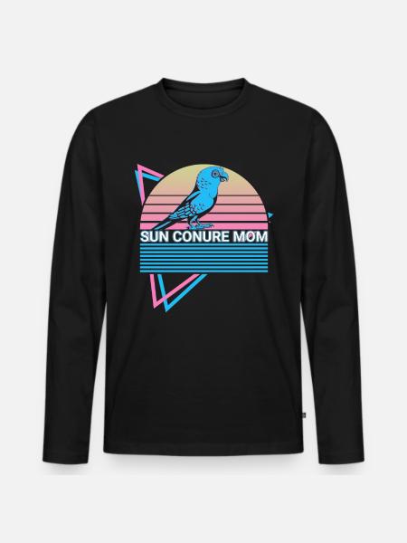 Parakeet Mama Parakeet Retro - Men's Premium Organic Long Sleeve Shirt - black