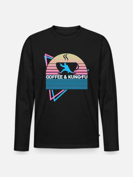 Kung Fu Retro - Men's Premium Organic Long Sleeve Shirt - black