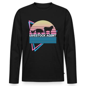 Rétro de l’élevage - T-shirt manches longues Premium bio Homme - noir - Devant - Nico (187cm)