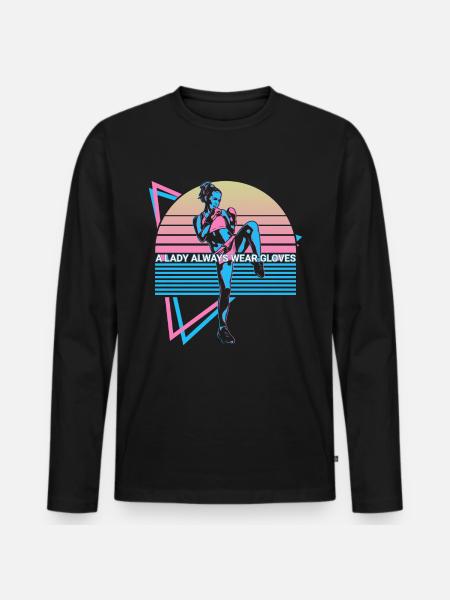 Muay Thai Kickboxing Retro - Men's Premium Organic Long Sleeve Shirt - black