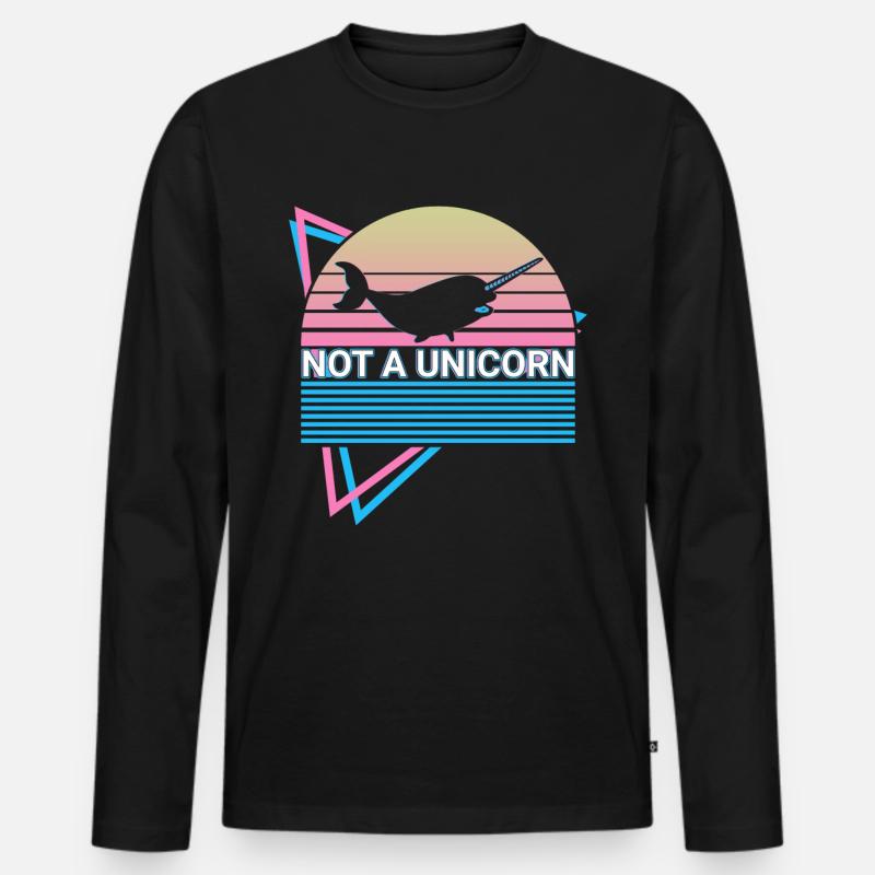 Narwal Retro - Männer Premium Bio Langarmshirt - Schwarz
