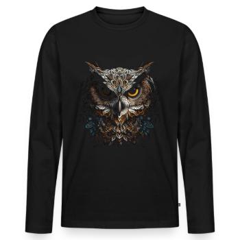 Owl Night Bird Bird Animal Gift Art - Men's Premium Organic Long Sleeve Shirt - black - Front - Nico (187cm)