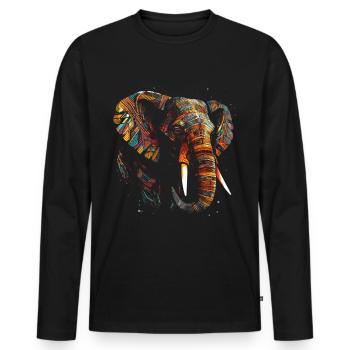 Éléphant Animal Coloré Animal Lover Cadeau Art - T-shirt manches longues Premium bio Homme - noir - Devant - Nico (187cm)