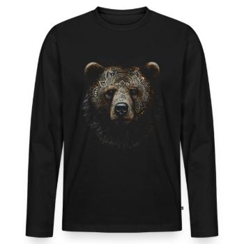 Bear Mandala Art Animal Lover Gift Animals - Men's Premium Organic Long Sleeve Shirt - black - Front - Nico (187cm)