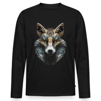 Fuchs Tierliebhaber Geschenk Wildtier Tier Motiv - Männer Premium Bio Langarmshirt - Schwarz - Vorne - Nico (187cm)