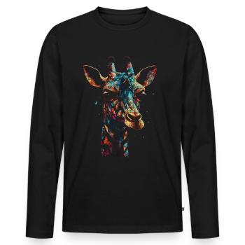 Giraffe Animal Africa Gift Animal Lover Zoo - Men's Premium Organic Long Sleeve Shirt - black - Front - Nico (187cm)