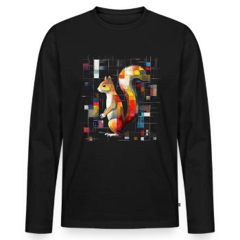 Eichhörnchen Bunt Kunstwerk Geometrisch Geschenk - Männer Premium Bio Langarmshirt - Schwarz - Vorne - Nico (187cm)