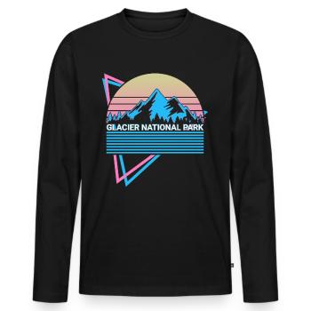 Parc national Glacier Rétro - T-shirt manches longues Premium bio Homme - noir - Devant - Nico (187cm)