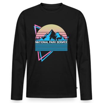 National Park Retro - Men's Premium Organic Long Sleeve Shirt - black - Front - Nico (187cm)