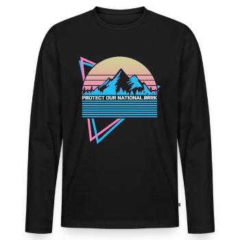Parc national Rétro - T-shirt manches longues Premium bio Homme - noir - Devant - Nico (187cm)