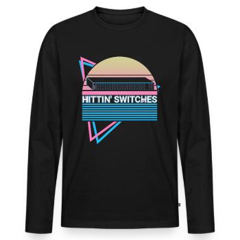 Rétro de la technologie de réseau - T-shirt manches longues Premium bio Homme - noir - Devant - Nico (187cm)