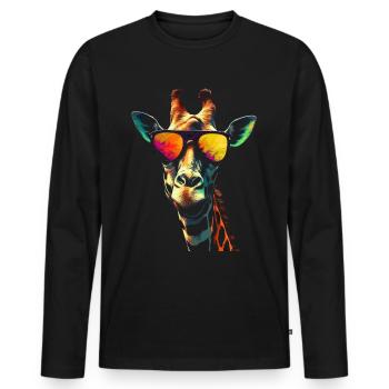 Giraffe Animal Africa Gift Animal Lover Zoo - Men's Premium Organic Long Sleeve Shirt - black - Front - Nico (187cm)