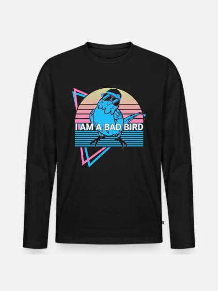 Budgie Parakeet Retro - Men's Premium Organic Long Sleeve Shirt - black
