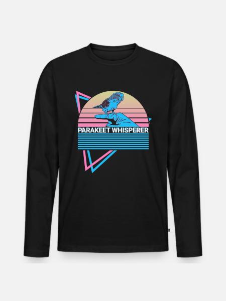 Budgie Parakeet Retro - Men's Premium Organic Long Sleeve Shirt - black