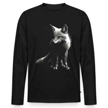 Renard Amoureux des Animaux Cadeau Faune Motif Animalier - T-shirt manches longues Premium bio Homme - noir - Devant - Nico (187cm)