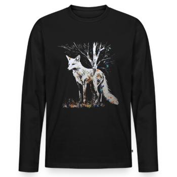 Fuchs Tierliebhaber Geschenk Wildtier Tier Motiv - Männer Premium Bio Langarmshirt - Schwarz - Vorne - Nico (187cm)