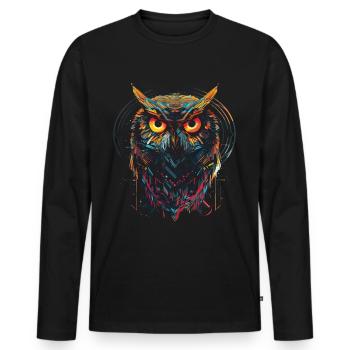 Owl Night Bird Bird Animal Gift Art - Men's Premium Organic Long Sleeve Shirt - black - Front - Nico (187cm)
