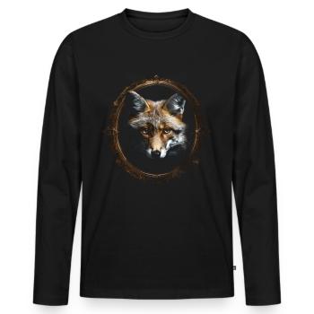 Fuchs Tierliebhaber Geschenk Wildtier Tier Motiv - Männer Premium Bio Langarmshirt - Schwarz - Vorne - Nico (187cm)