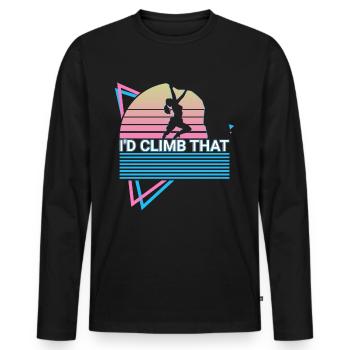 Rock Climbing Rock Climber Retro - Men's Premium Organic Long Sleeve Shirt - black - Front - Nico (187cm)