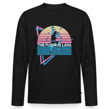Rock Climbing Rock Climber Retro - Men's Premium Organic Long Sleeve Shirt - black - Front - Nico (187cm)