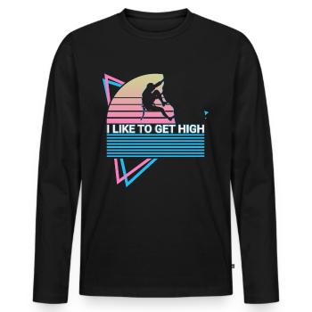 Rock Climbing Rock Climber Retro - Men's Premium Organic Long Sleeve Shirt - black - Front - Nico (187cm)