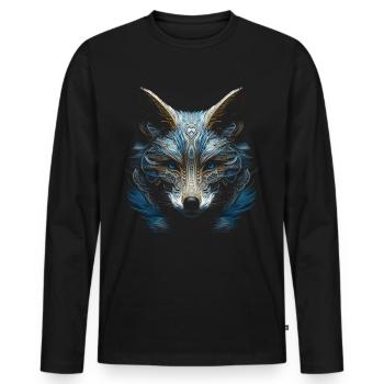 Fuchs Tierliebhaber Geschenk Wildtier Tier Motiv - Männer Premium Bio Langarmshirt - Schwarz - Vorne - Nico (187cm)