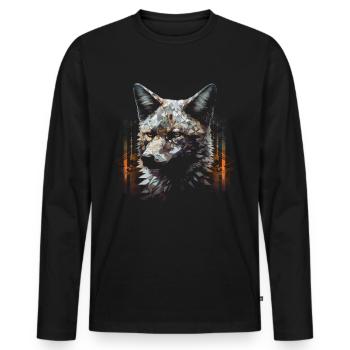 Fuchs Tierliebhaber Geschenk Wildtier Tier Motiv - Männer Premium Bio Langarmshirt - Schwarz - Vorne - Nico (187cm)