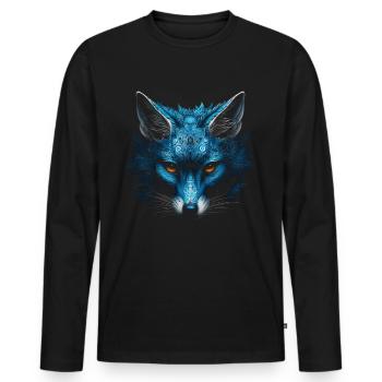 Fuchs Tierliebhaber Geschenk Wildtier Tier Motiv - Männer Premium Bio Langarmshirt - Schwarz - Vorne - Nico (187cm)