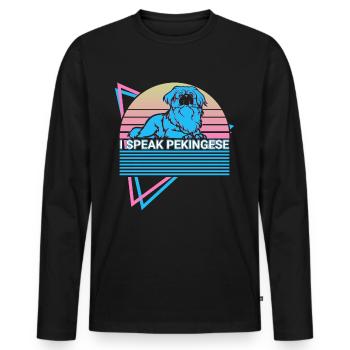 I speak Pekingese Retro - Men's Premium Organic Long Sleeve Shirt - black - Front - Nico (187cm)