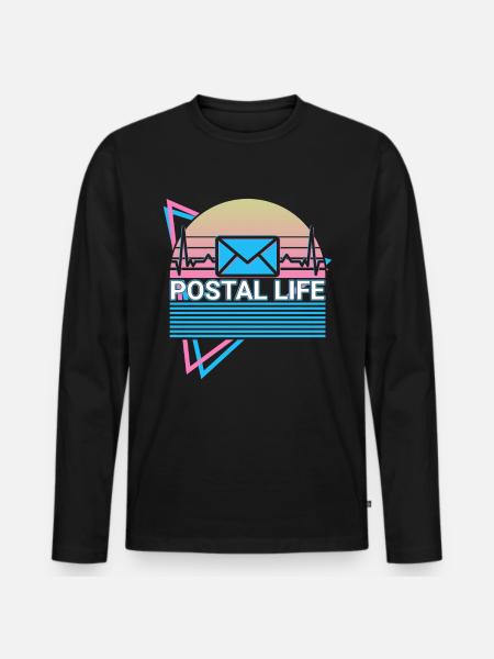 Postleben Postbeamter Retro - Männer Premium Bio Langarmshirt - Schwarz