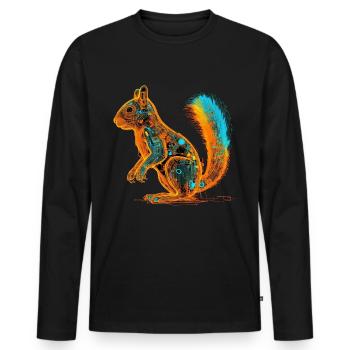Eichhörnchen Bunt Kunstwerk Geschenk Tier Kunst - Männer Premium Bio Langarmshirt - Schwarz - Vorne - Nico (187cm)