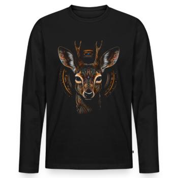 Deer Deer Forest Art Animal Gift Animal Motif - T-shirt manches longues Premium bio Homme - noir - Devant - Nico (187cm)