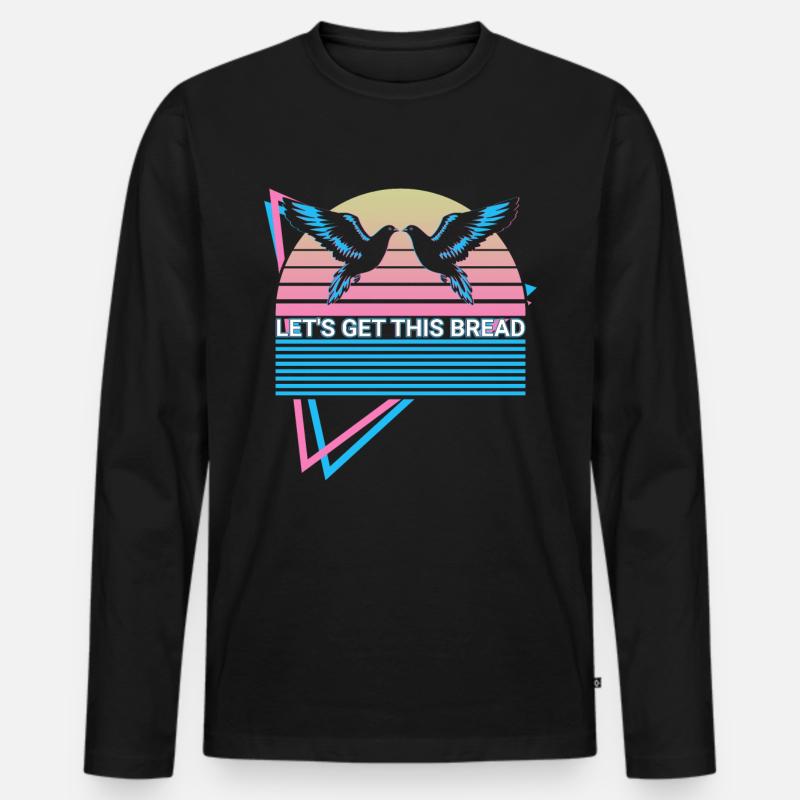 Taube Retro - Männer Premium Bio Langarmshirt - Schwarz