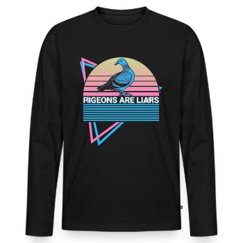 Pigeons Are Liars Retro - Men's Premium Organic Long Sleeve Shirt - black - Front - Nico (187cm)