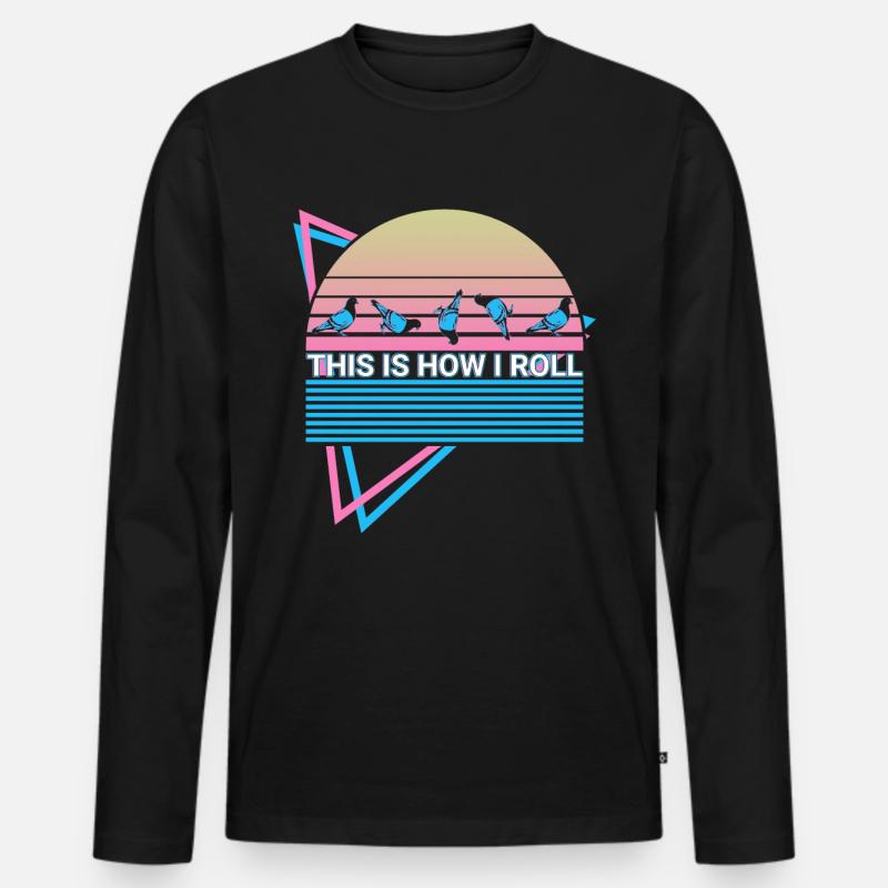 Taube Retro - Männer Premium Bio Langarmshirt - Schwarz