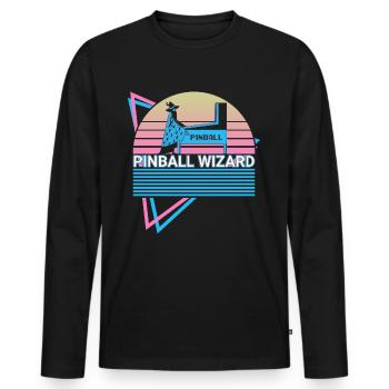 Pinball Wizard Pinball Machine Retro - T-shirt manches longues Premium bio Homme - noir - Devant - Nico (187cm)