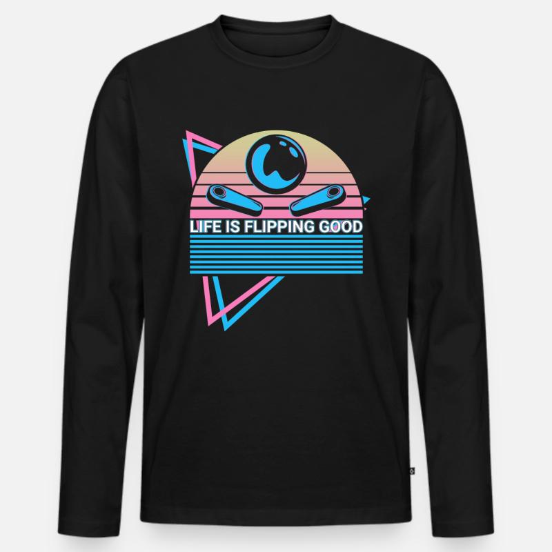 Flipperautomat Retro - Männer Premium Bio Langarmshirt - Schwarz