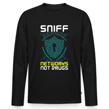 Cybersécurité, Piratage, Informatique - T-shirt manches longues Premium bio Homme - noir - Devant - Nico (187cm)