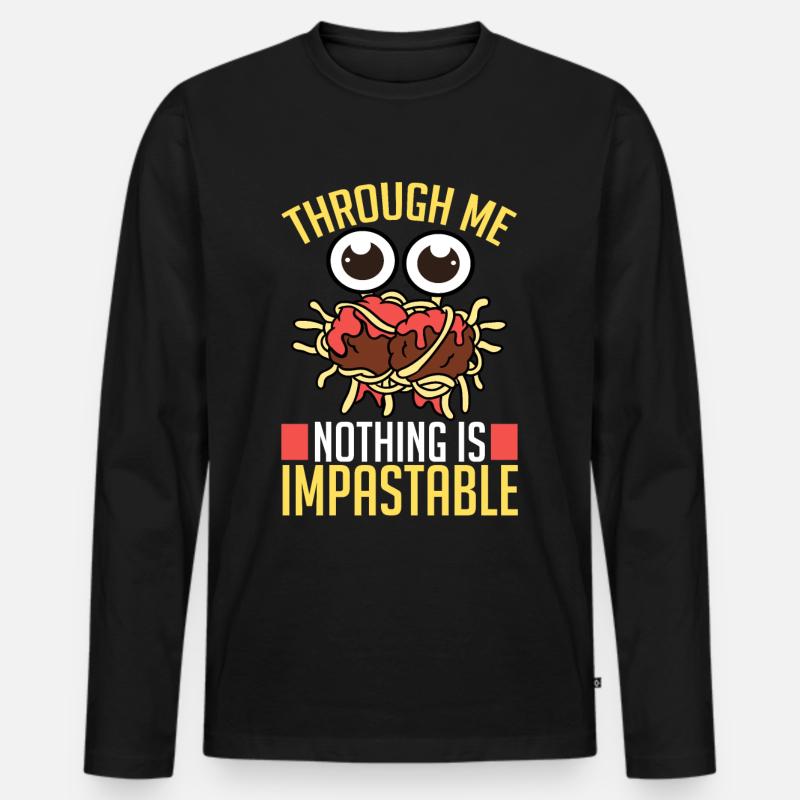 Fliegendes Spaghettimonster FSM Pastafarian - Männer Premium Bio Langarmshirt - Schwarz