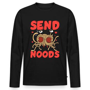 Fliegendes Spaghettimonster FSM Pastafarian - Männer Premium Bio Langarmshirt - Schwarz - Vorne - Nico (187cm)