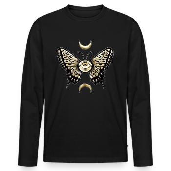 Weirdcore Aesthetic Eyeball Butterly Moon Phase - Men's Premium Organic Long Sleeve Shirt - black - Front - Nico (187cm)