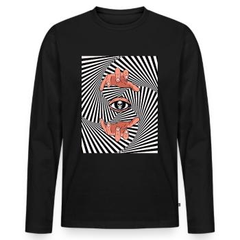 Weirdcore Ästhetische Optische Illusion Totenkopf - Männer Premium Bio Langarmshirt - Schwarz - Vorne - Nico (187cm)