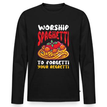 Fliegendes Spaghettimonster FSM Pastafarian - Männer Premium Bio Langarmshirt - Schwarz - Vorne - Nico (187cm)