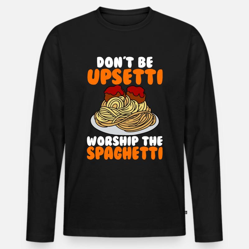 Das fliegende Spaghettimonster - Männer Premium Bio Langarmshirt - Schwarz