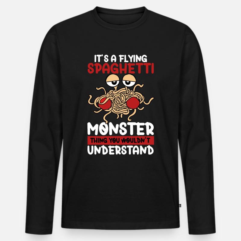 FSM Pastafarian - Männer Premium Bio Langarmshirt - Schwarz