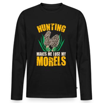 Chasseur de champignons chasse aux champignons - T-shirt manches longues Premium bio Homme - noir - Devant - Nico (187cm)
