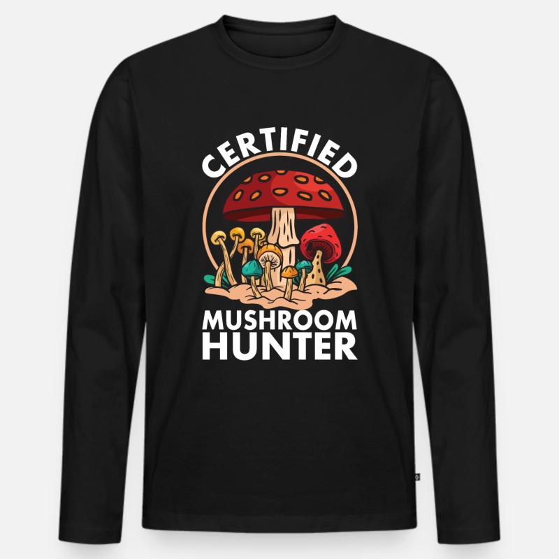 Pilzjagd - Männer Premium Bio Langarmshirt - Schwarz